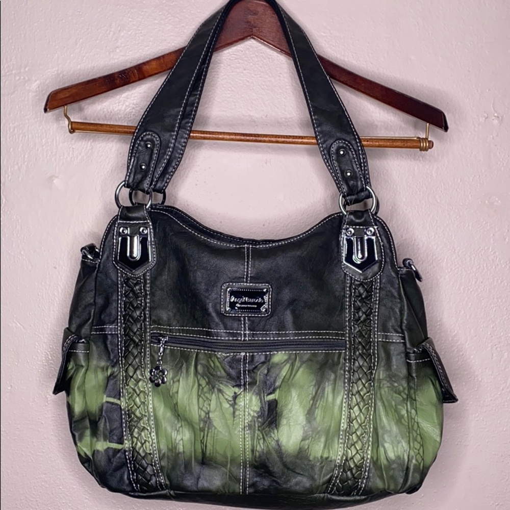 Black and green shoulder bag